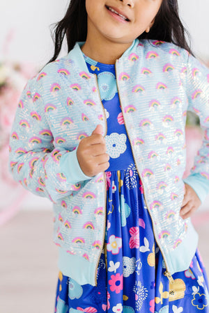 (L) Mint Rainbow Sequin Jacket-Mila & Rose ®