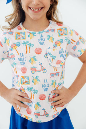 La Dolce Vita Ruffle Pocket Tee-Mila & Rose ®