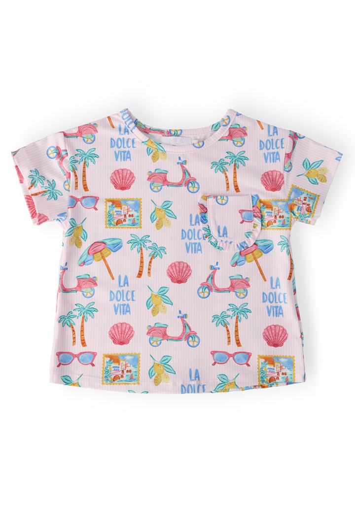 La Dolce Vita Ruffle Pocket Tee-Mila & Rose ®