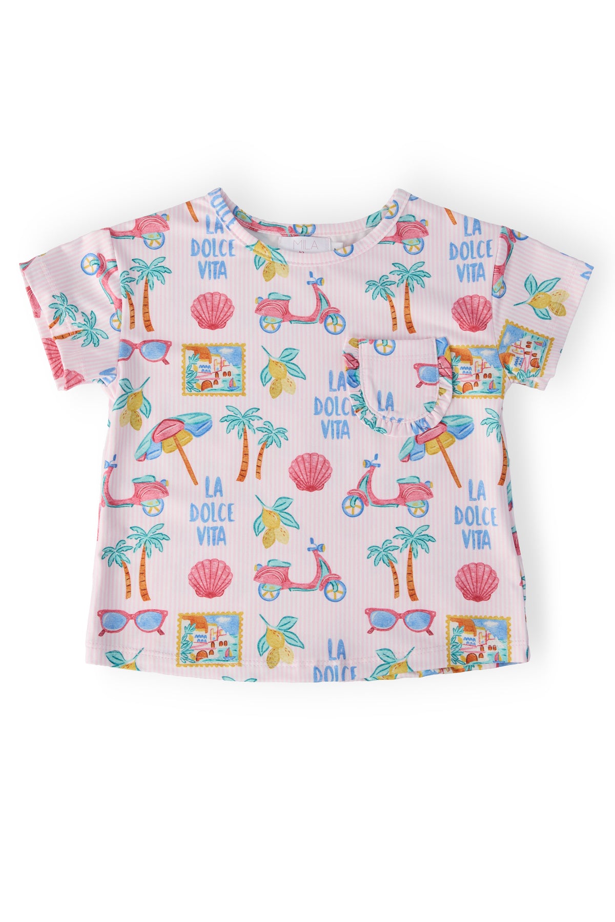 La Dolce Vita Ruffle Pocket Tee-Mila & Rose ®