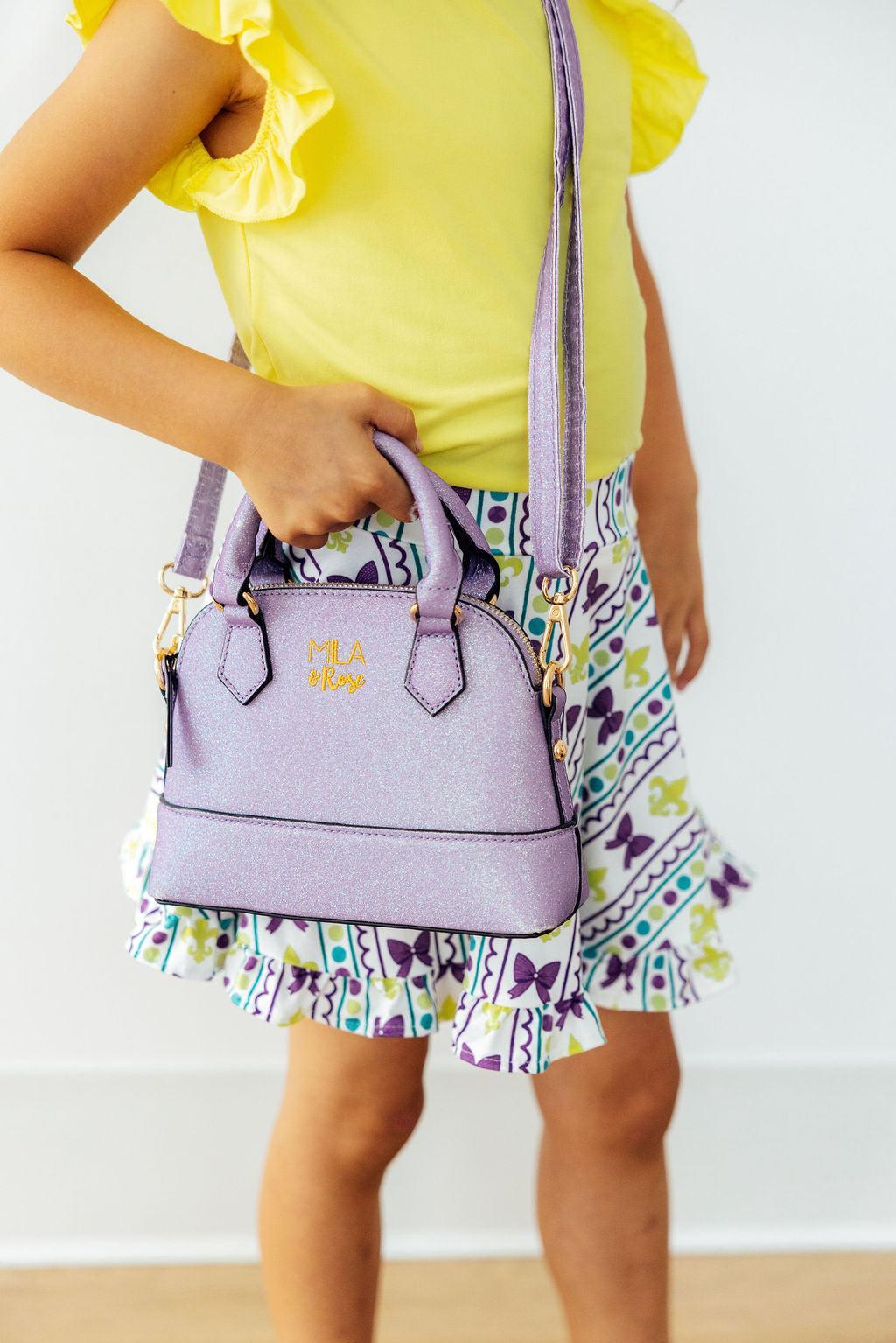 Lavender Glitter Girl's Crossbody Purse-Mila & Rose ®
