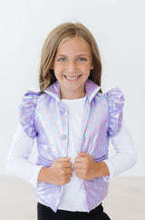 Lavender Haze Checker Puffer Vest-Mila & Rose ®