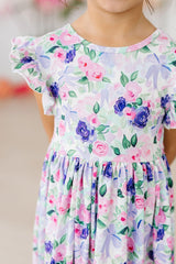 Lavender Love Flutter Sleeve Twirl Dress-Mila & Rose ®