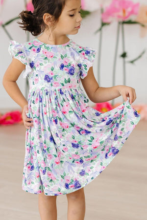 Lavender Love Flutter Sleeve Twirl Dress-Mila & Rose ®