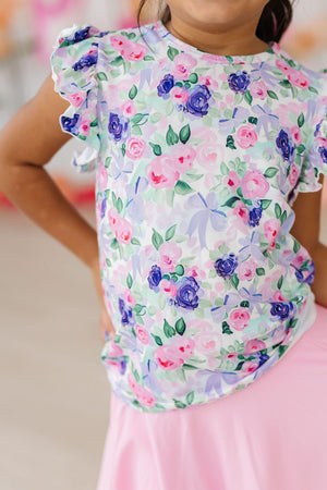 Lavender Love S/S Ruffle Tee-Mila & Rose ®