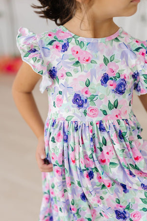 Lavender Love Flutter Sleeve Twirl Dress-Mila & Rose ®