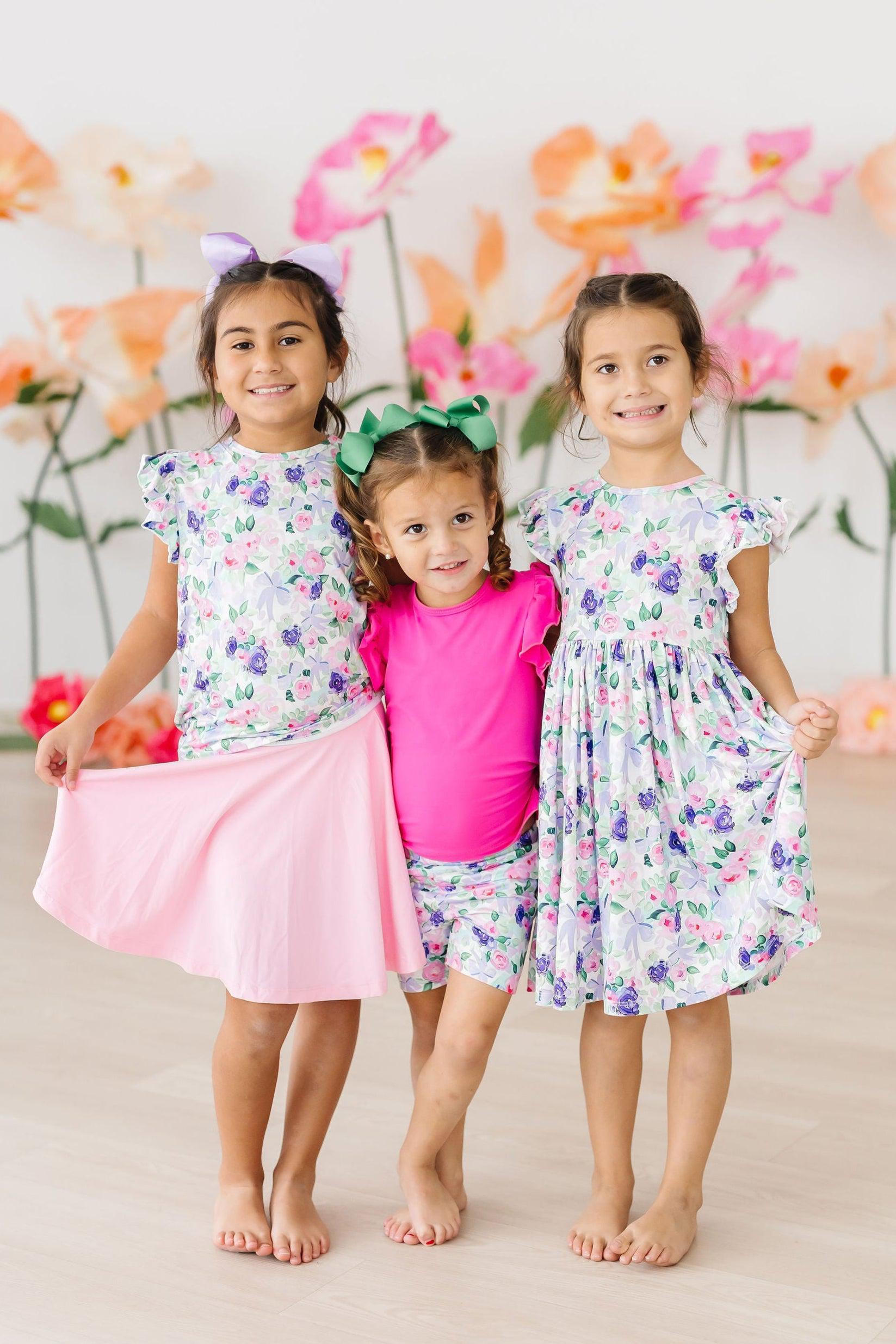 Lavender Love Flutter Sleeve Twirl Dress-Mila & Rose ®