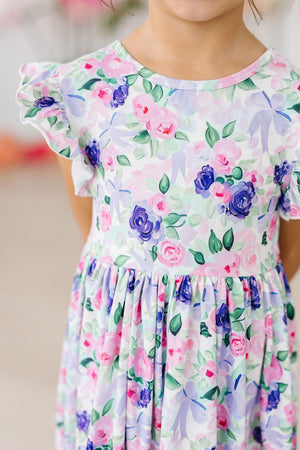 Lavender Love Flutter Sleeve Twirl Dress-Mila & Rose ®