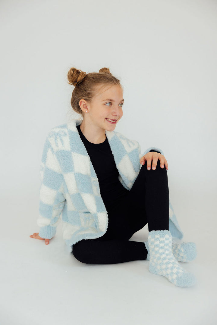 Light Blue Checker Cozy Socks-Mila & Rose ®