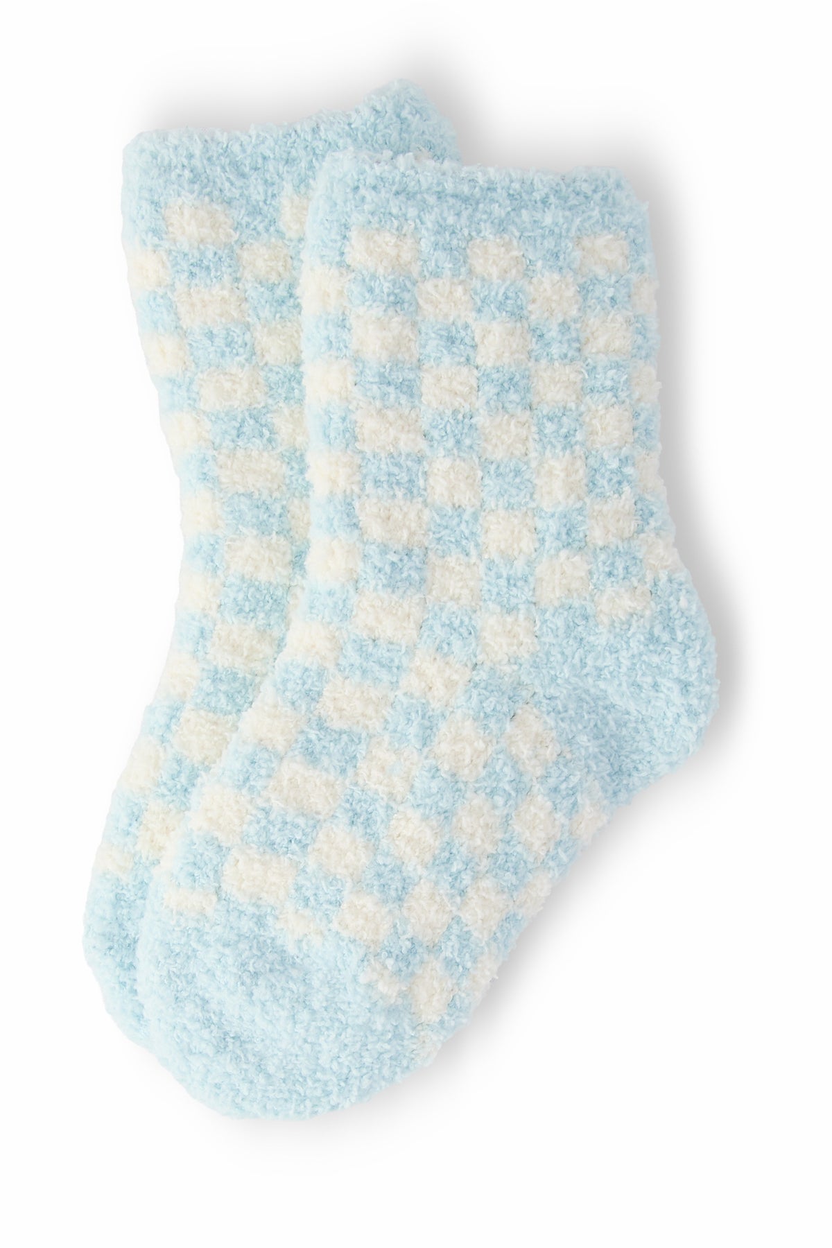 Light Blue Checker Cozy Socks-Mila & Rose ®