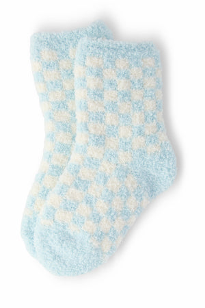 Light Blue Checker Cozy Socks-Mila & Rose ®