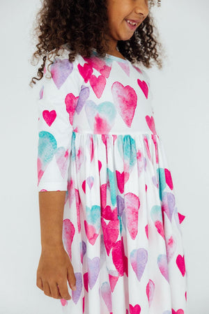 Light Hearted 3/4 Sleeve Pocket Twirl Dress-Mila & Rose ®