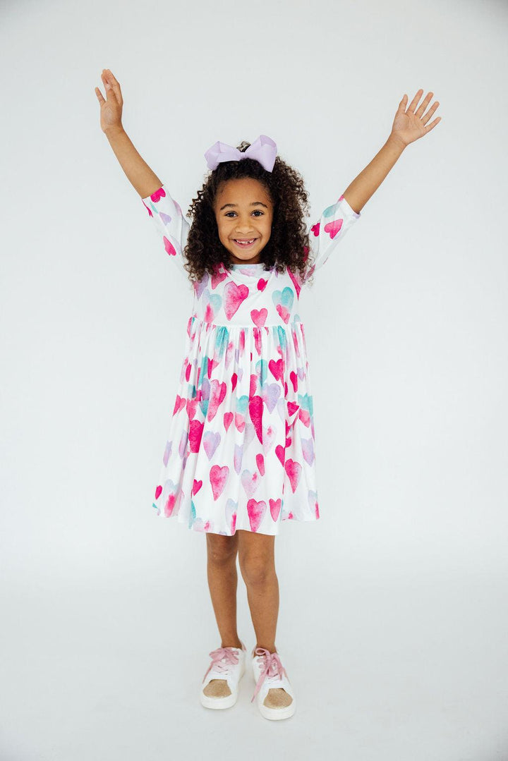 Light Hearted 3/4 Sleeve Pocket Twirl Dress-Mila & Rose ®
