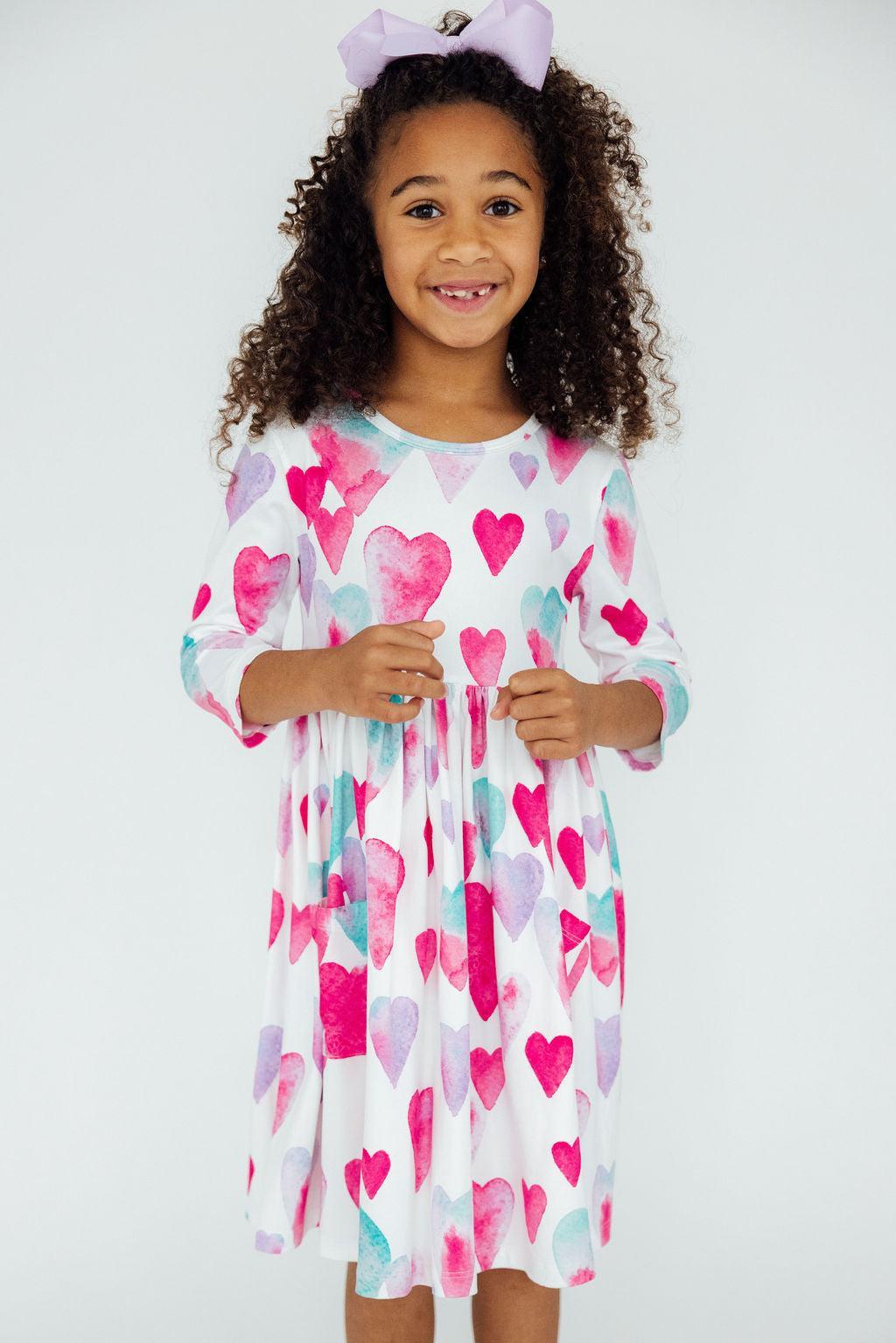 Light Hearted 3/4 Sleeve Pocket Twirl Dress-Mila & Rose ®