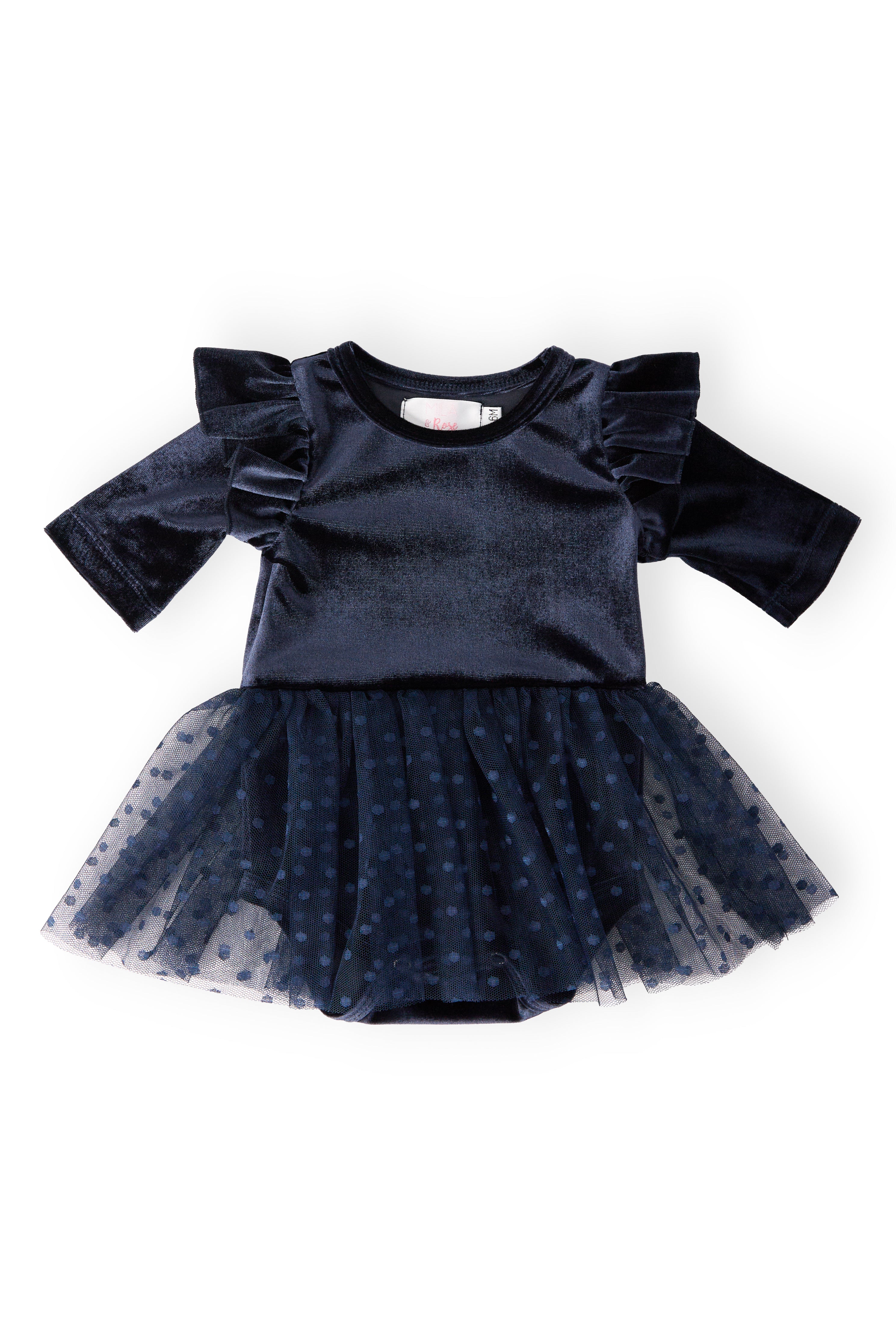 Light Navy Velvet Tutu Bodysuit-Mila & Rose ®