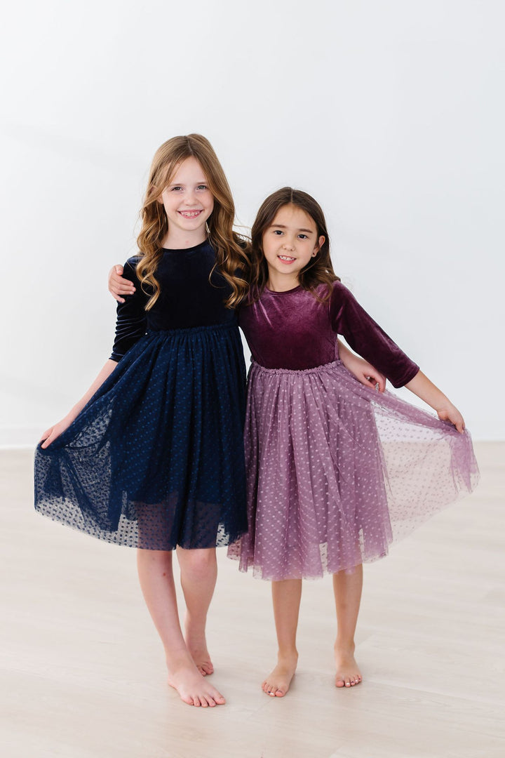 Light Navy Velvet Tutu Dress-Mila & Rose ®