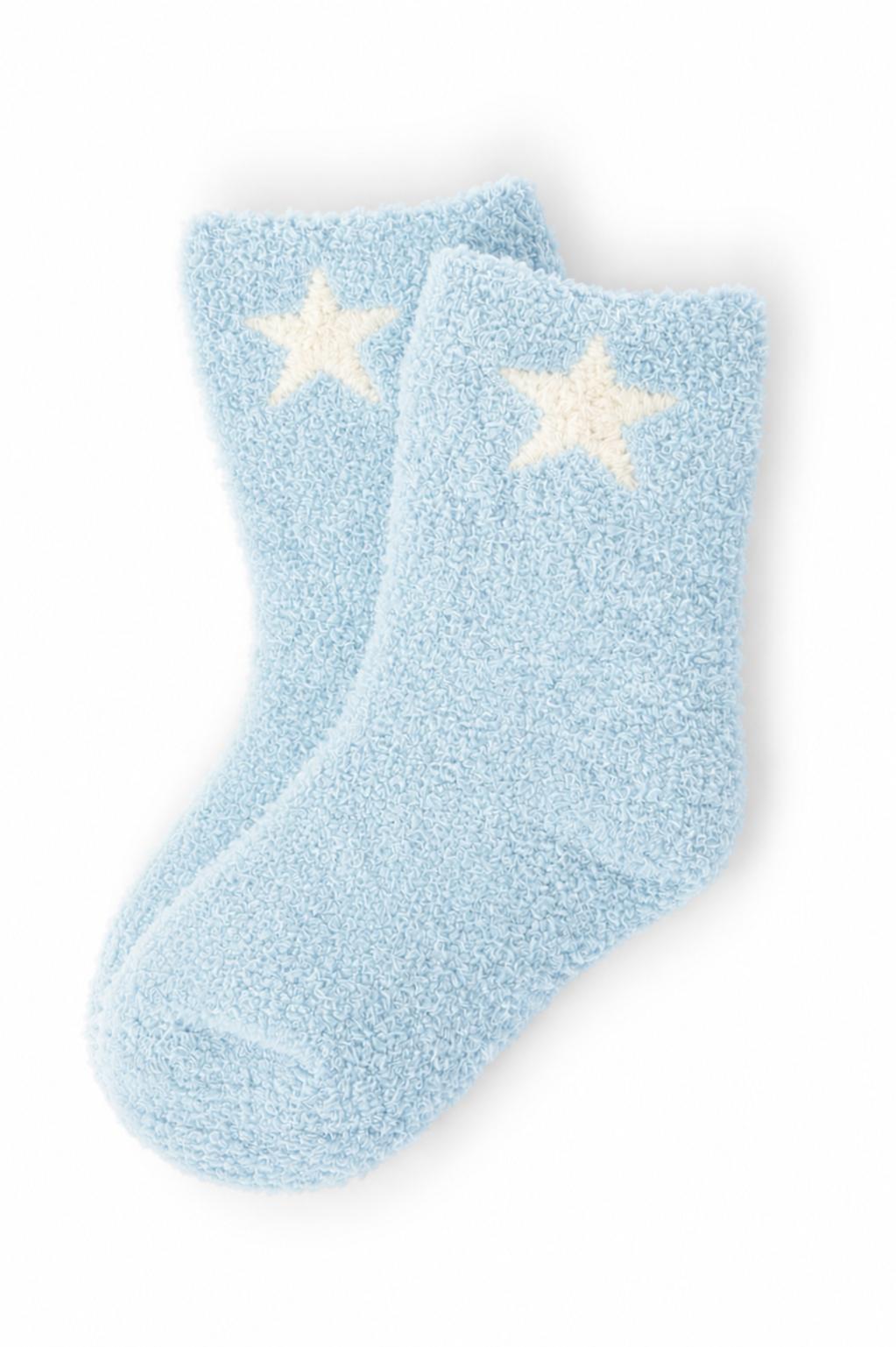 Light Blue/Coconut Star Cozy Socks-Mila & Rose ®
