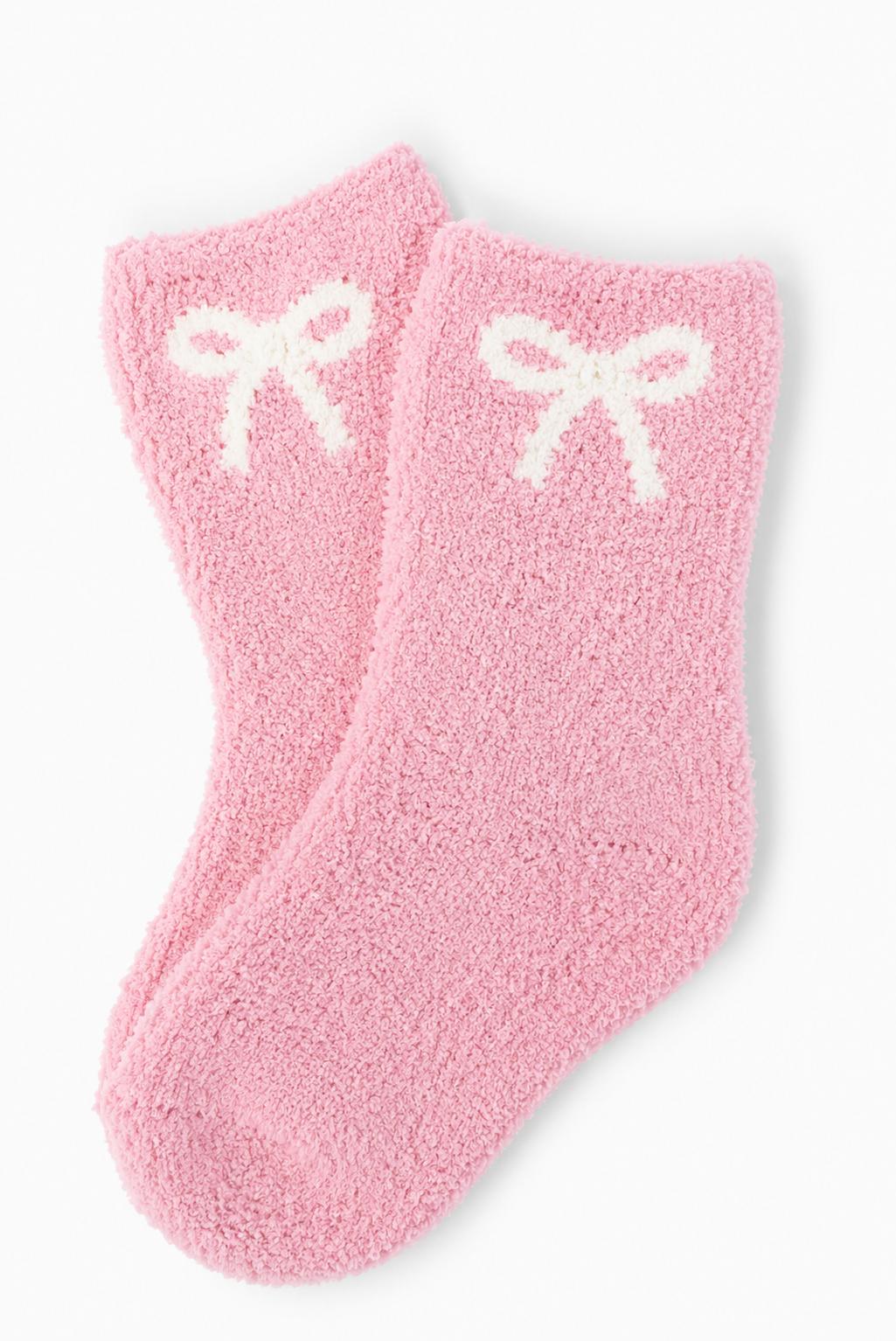 Light Pink/Coconut Bow Cozy Socks-Mila & Rose ®