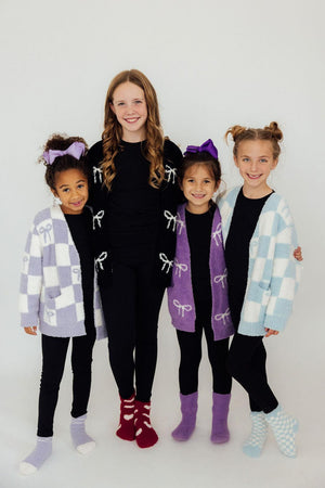 Lilac/Coconut Bow Cozy Socks-Mila & Rose ®