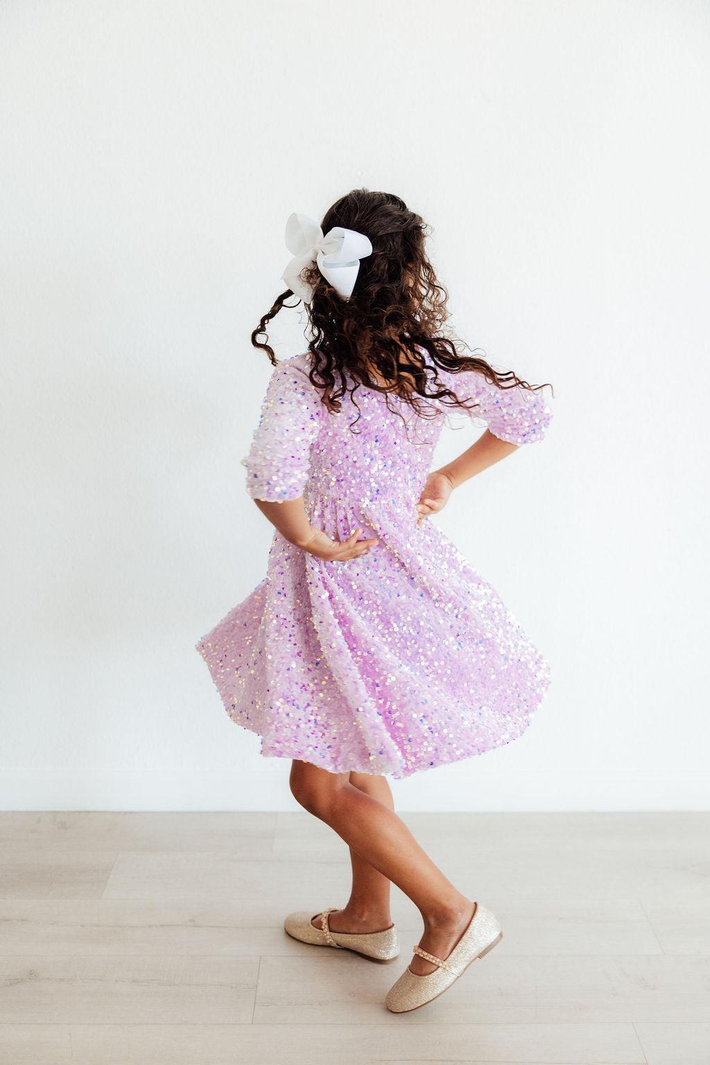 Lilac Velvet Sequin Dress-Mila & Rose ®