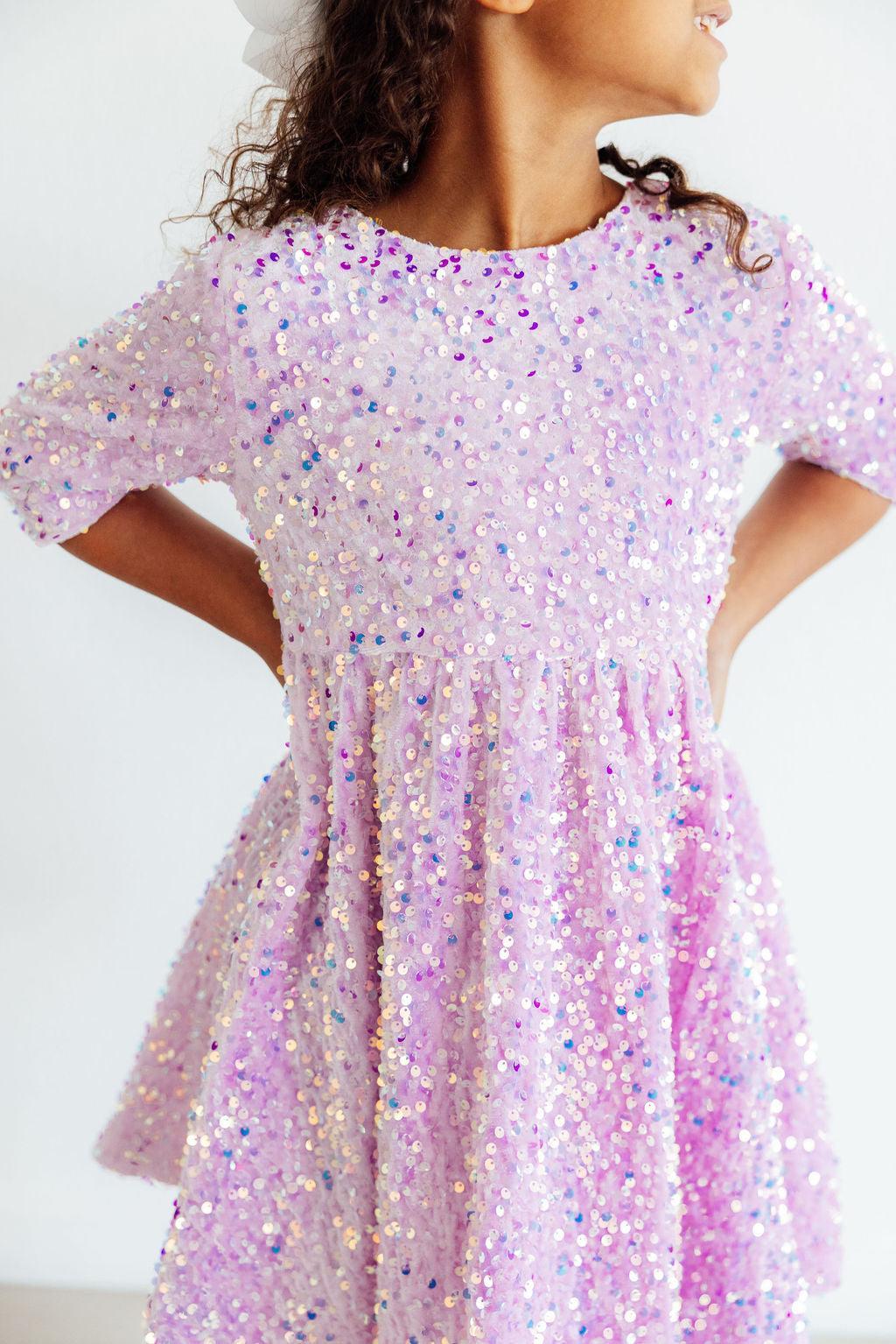 Lilac Velvet Sequin Dress-Mila & Rose ®