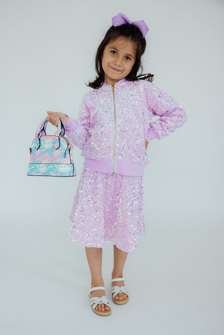 Lilac Velvet Sequin Twirl Skort-Mila & Rose ®
