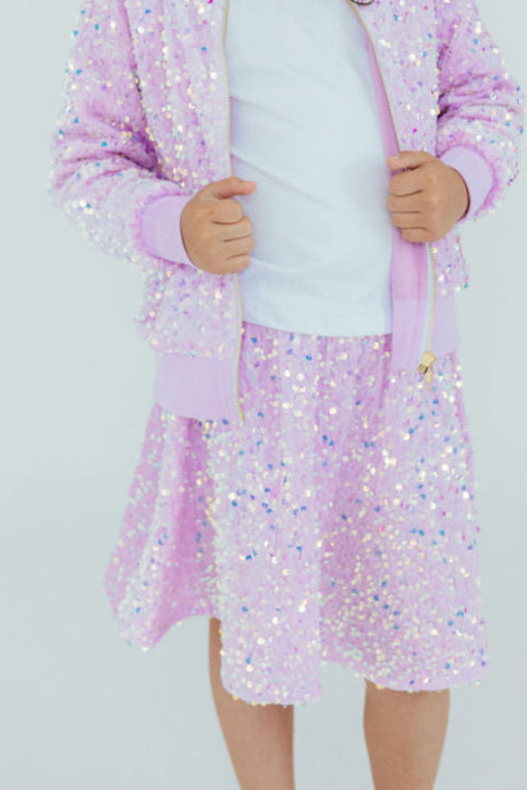 Lilac Velvet Sequin Twirl Skort-Mila & Rose ®