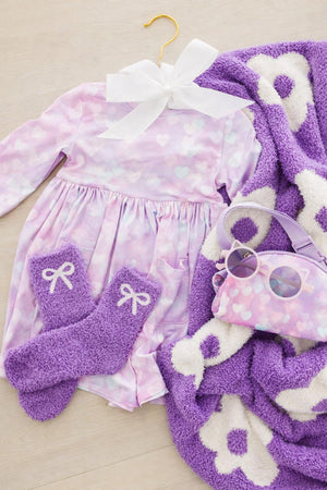 Lilac/Coconut Bow Cozy Socks-Mila & Rose ®