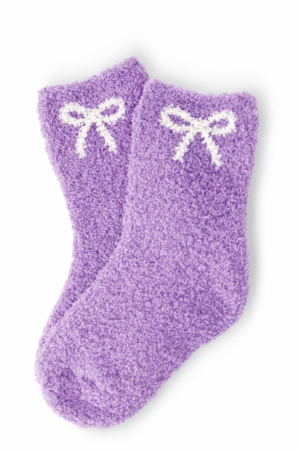 Lilac/Coconut Bow Cozy Socks-Mila & Rose ®