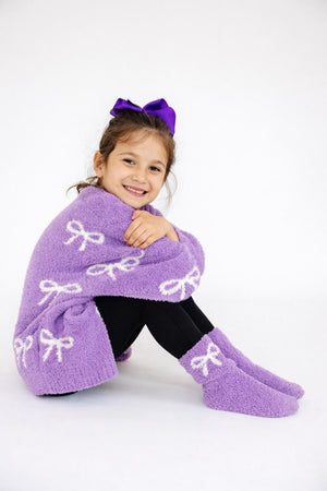 Lilac/Coconut Bow Cozy Socks-Mila & Rose ®