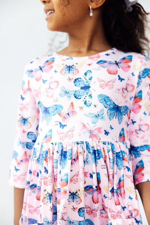 Little Flutters 3/4 Sleeve Pocket Twirl Dress-Mila & Rose ®
