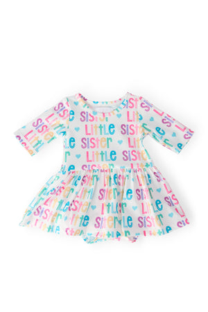 Little Sister 3/4 Sleeve Twirl Bodysuit-Mila & Rose ®