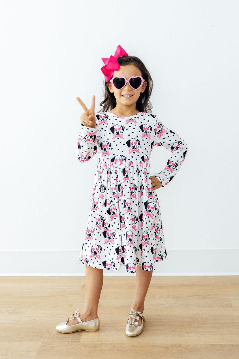 Love You Spots L/S Pocket Twirl Dress-Mila & Rose ®