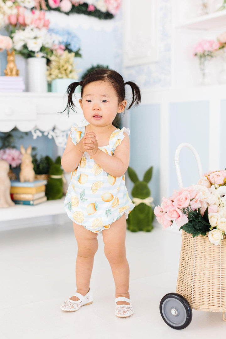 Lovely Lemons Ruffle Cross Back Romper-Mila & Rose ®