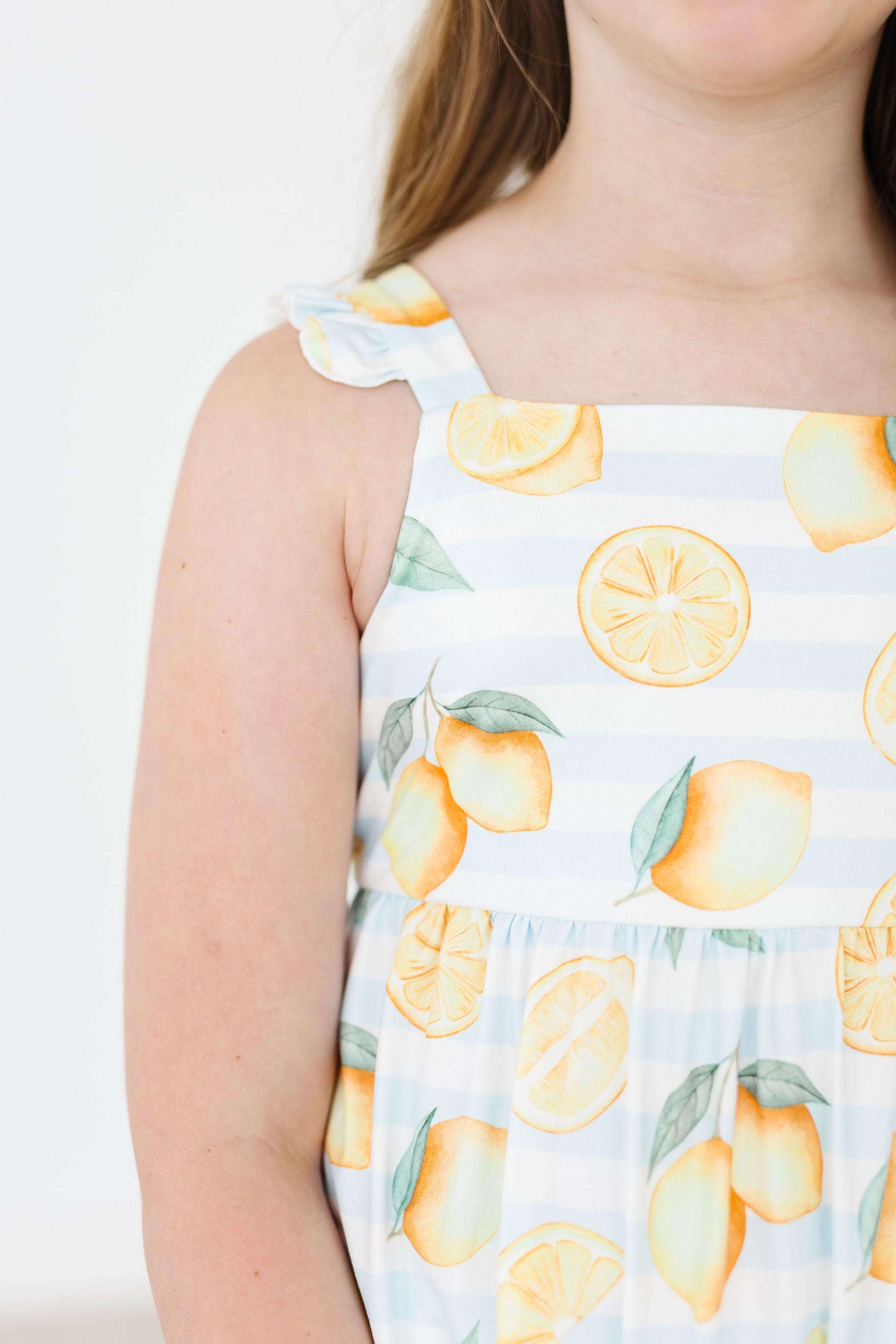 Girls' Lovely Lemons Ruffle Maxi Dress Size: 5/6 by Mila & Rose Girls' Lovely Lemons Ruffle Maxi Dress Size: 5/6 by Mila & Rose