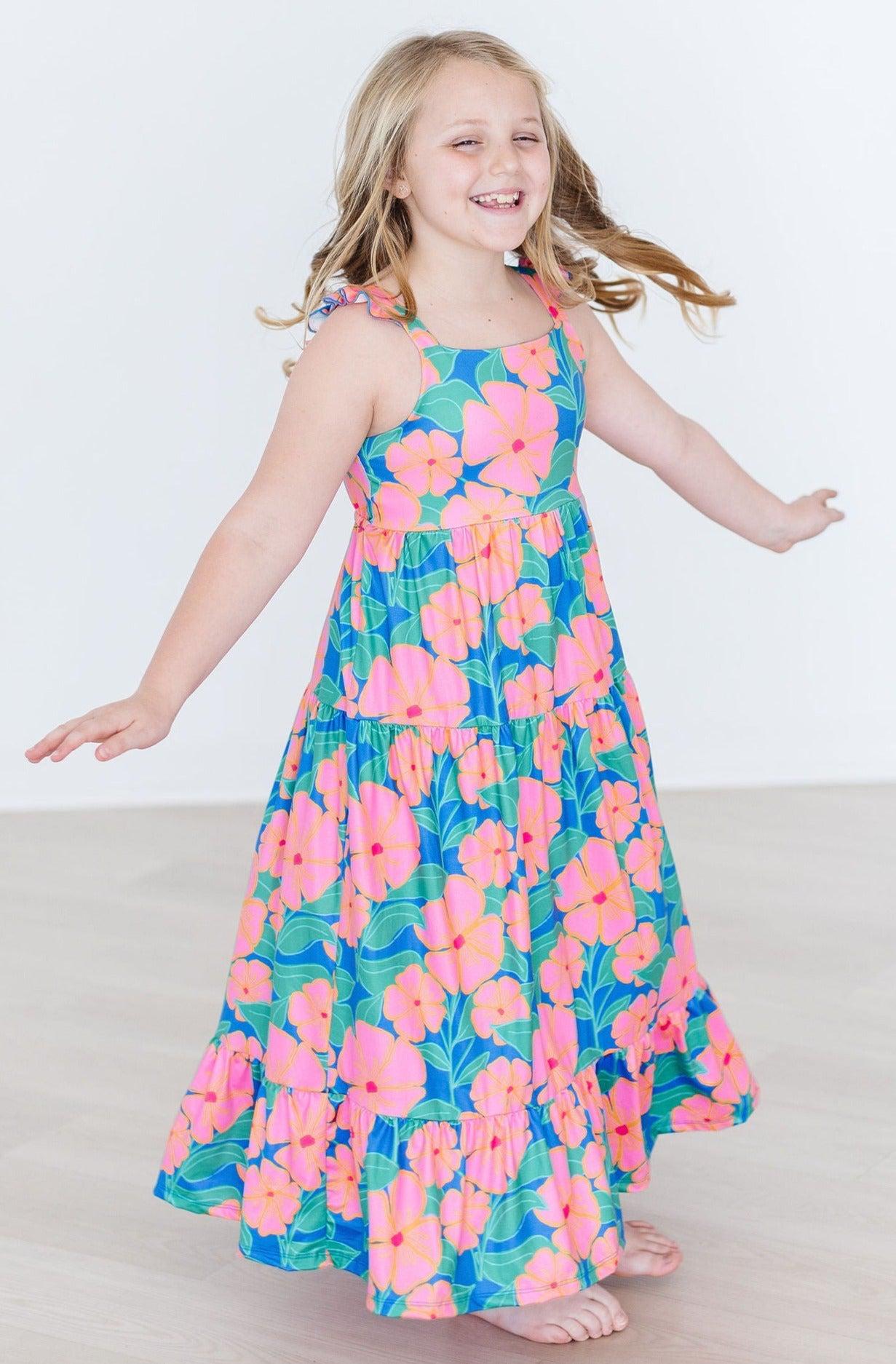 floral ruffle maxi dress Luau Floral Ruffle Maxi Dress