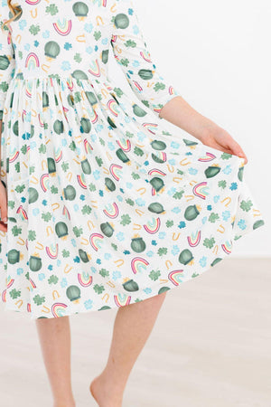 Luck of the Irish 3/4 Sleeve Pocket Twirl Dress-Mila & Rose ®