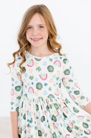 Luck of the Irish 3/4 Sleeve Pocket Twirl Dress-Mila & Rose ®