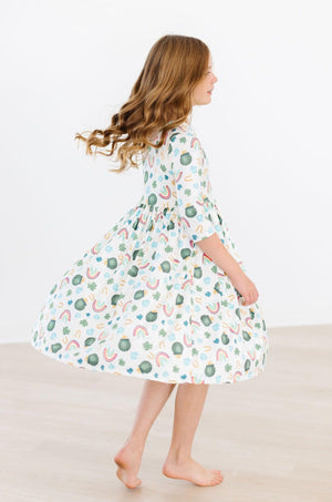Luck of the Irish 3/4 Sleeve Pocket Twirl Dress-Mila & Rose ®