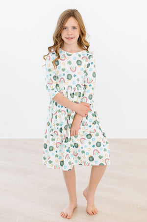 Luck of the Irish 3/4 Sleeve Pocket Twirl Dress-Mila & Rose ®