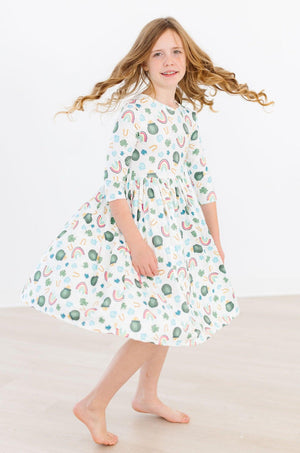 Luck of the Irish 3/4 Sleeve Pocket Twirl Dress-Mila & Rose ®
