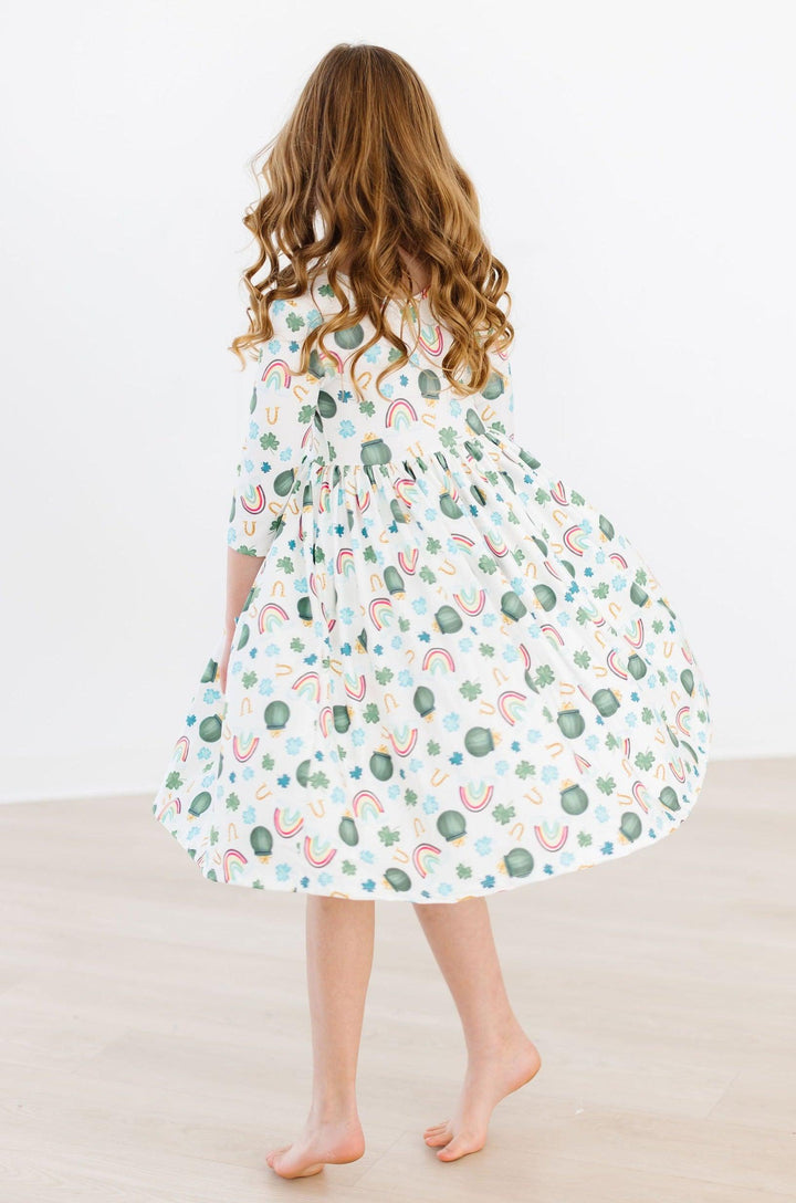 Luck of the Irish 3/4 Sleeve Pocket Twirl Dress-Mila & Rose ®