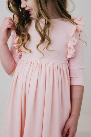 SALE Petal Pink 3/4 Sleeve Ruffle Twirl Dress-Mila & Rose ®