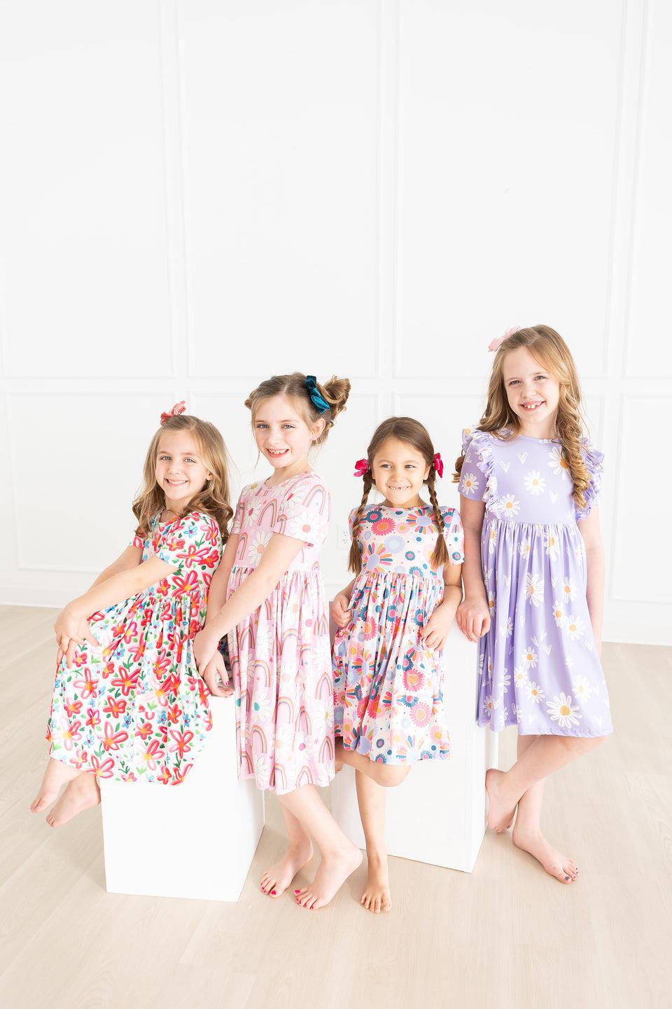 Rainbow Daisies S/S Twirl Dress-Mila & Rose ®