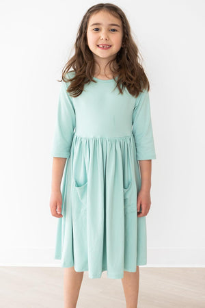 Sage 3/4 Sleeve Pocket Twirl Dress-Mila & Rose ®
