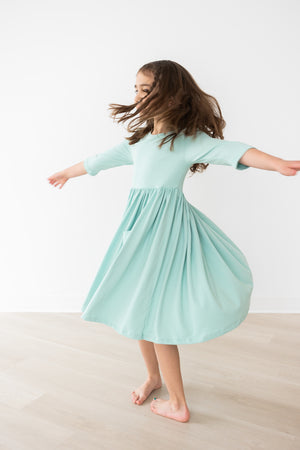Sage 3/4 Sleeve Pocket Twirl Dress-Mila & Rose ®