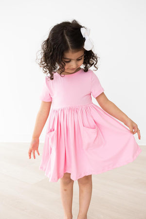 Bubblegum Pink S/S Pocket Twirl Dress-Mila & Rose ®