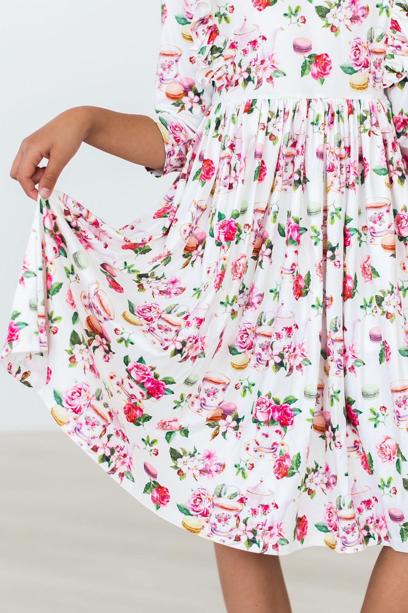 Macarons & Tea Ruffle Twirl Dress-Mila & Rose ®