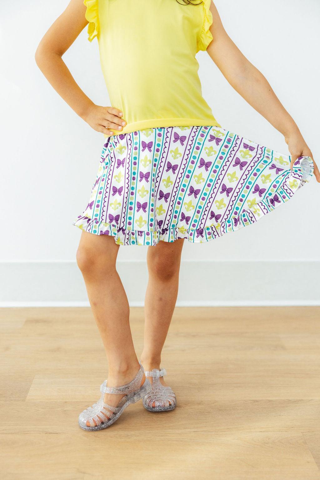 Mardi Gras Ruffle Twirl Skort-Mila & Rose ®