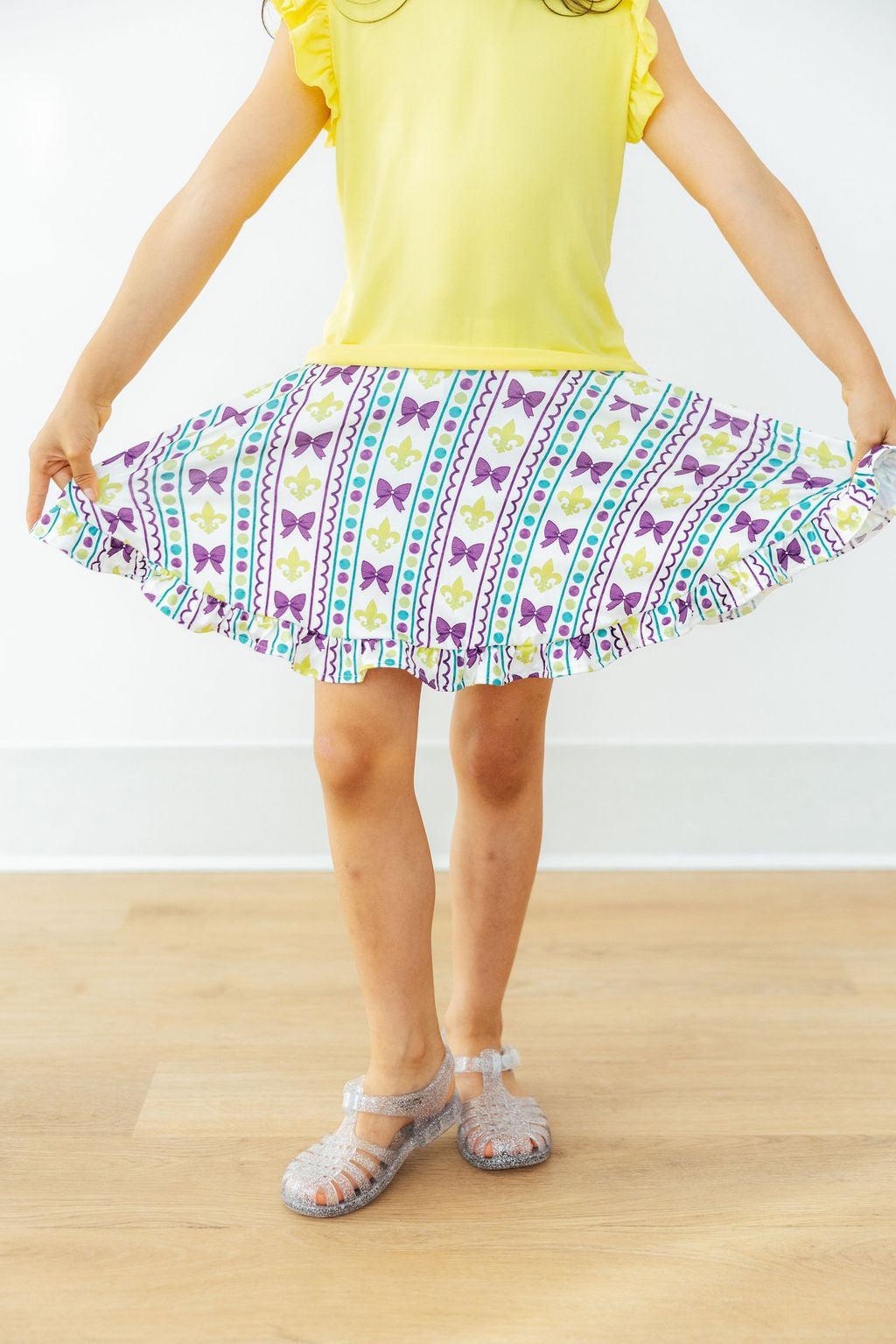 Mardi Gras Ruffle Twirl Skort-Mila & Rose ®